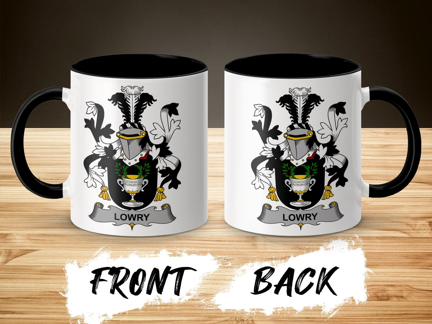 Lowry Surname Irish Coat of Arms Heraldry Mug - Living Stone Gifts