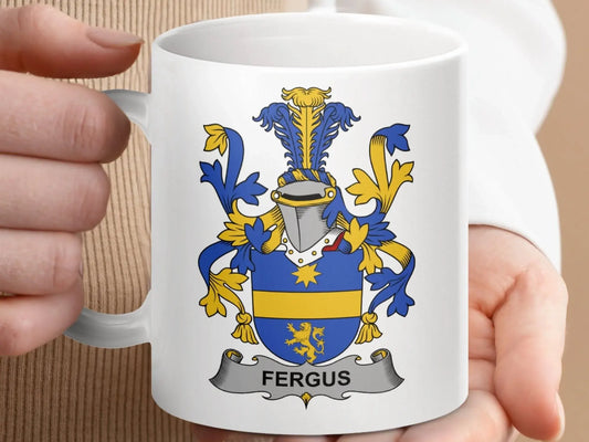 Fergus Surname Irish Family Crest Mug - Celtic Ancestry Gifts