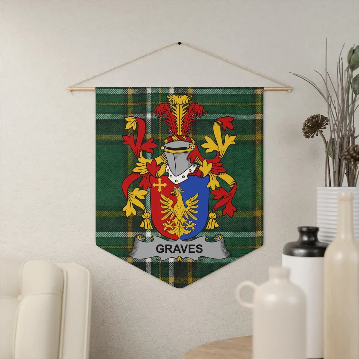Historical Crest Green Tartan Design Wall Hanging product