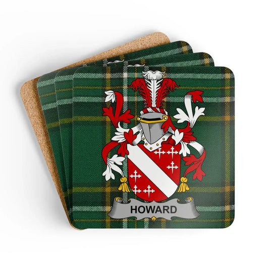 Howard Family Crest Coat of Arms Plaid Green Coaster Product