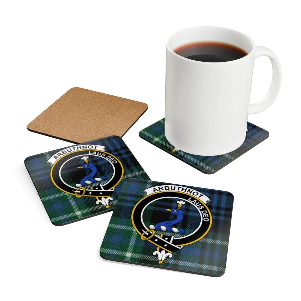 Arbuthnot Family Crest Plaid Pattern Coaster product