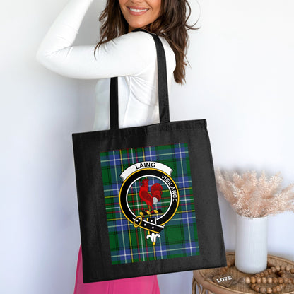 Clan Laing Vigilance Scottish Crest Tartan Tote Bag - Living Stone Gifts