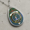 Barclay clan Scottish tartan necklace with clan crest and Aut Agere Aut Mori motto on tartan background