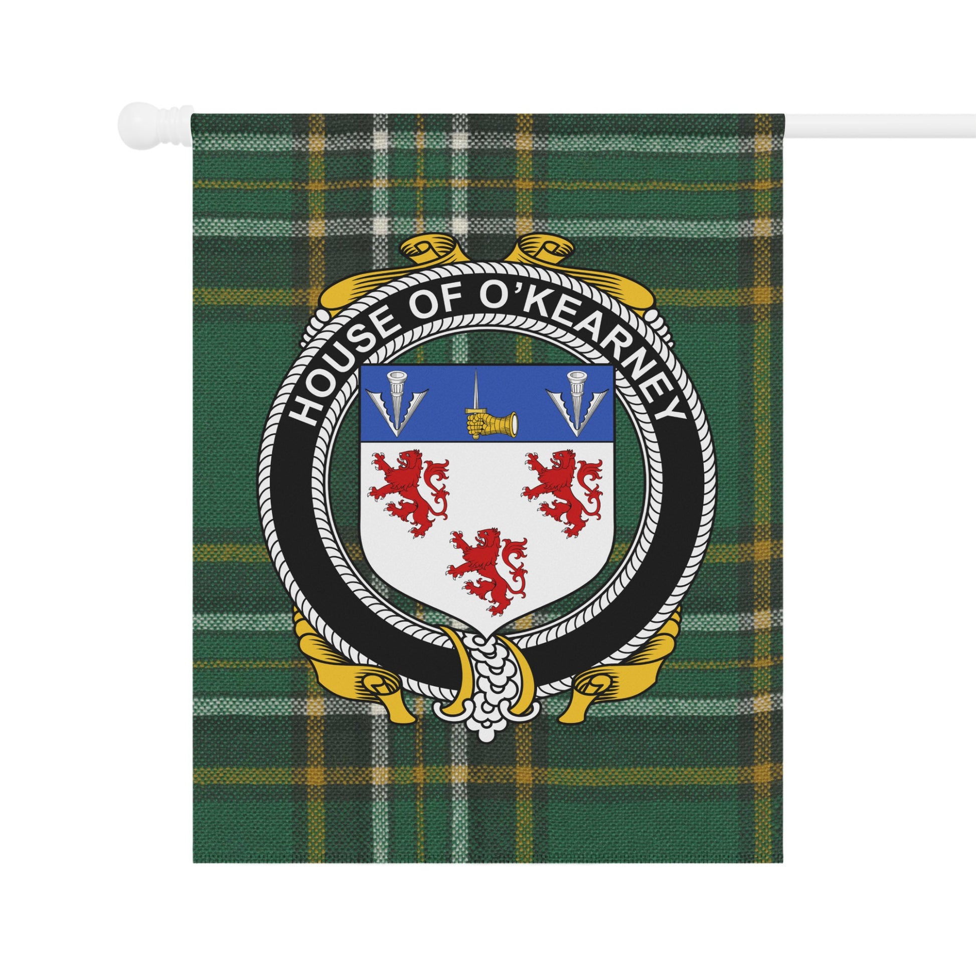House O'Kearney Crest on Plaid Background product