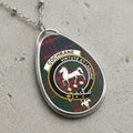 Cochrane clan Scottish tartan necklace with clan crest and Virtute et Labore motto on tartan background