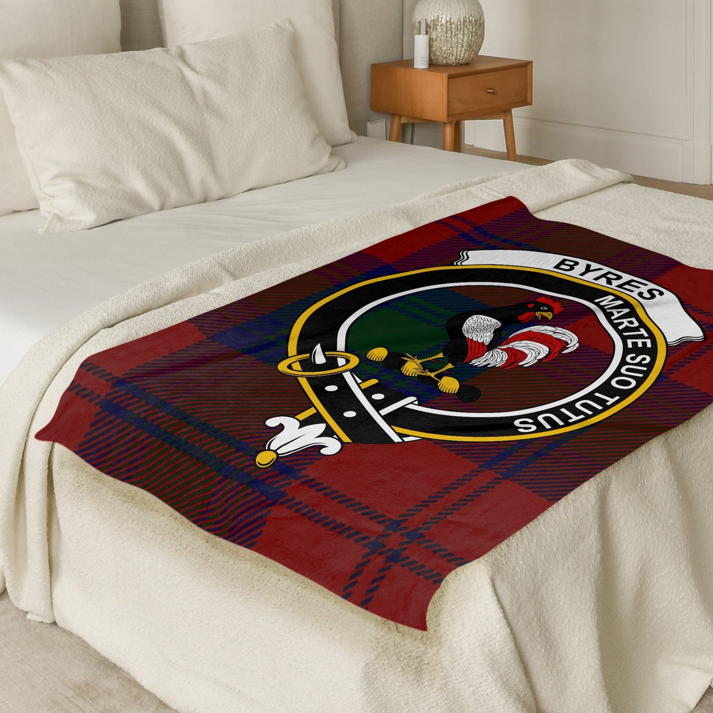 BYRES Crest Marte Suo Tutus Scottish Tartan Crest Blanket - Living Stone Gifts