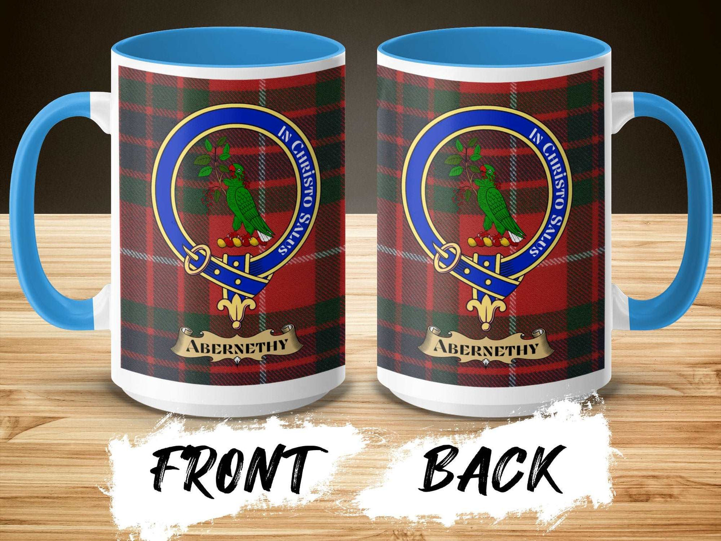 Abernethy Clan Badge Red Tartan Pattern Coffee Mug - Living Stone Gifts