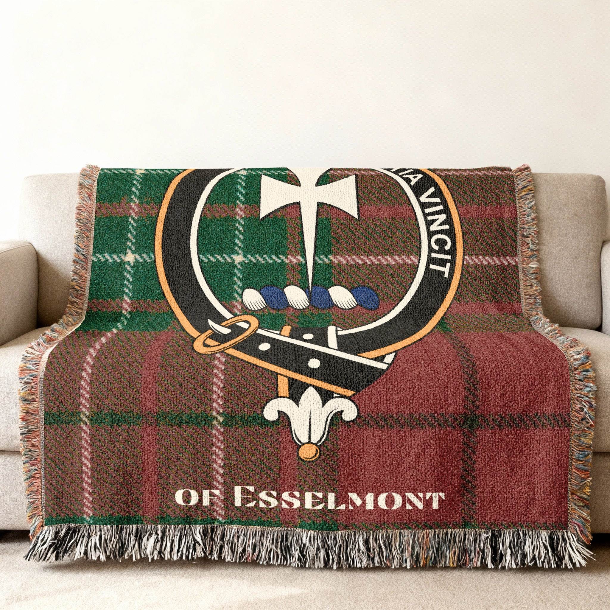 Clan of Esselmont Family Crest Tartan Blanket