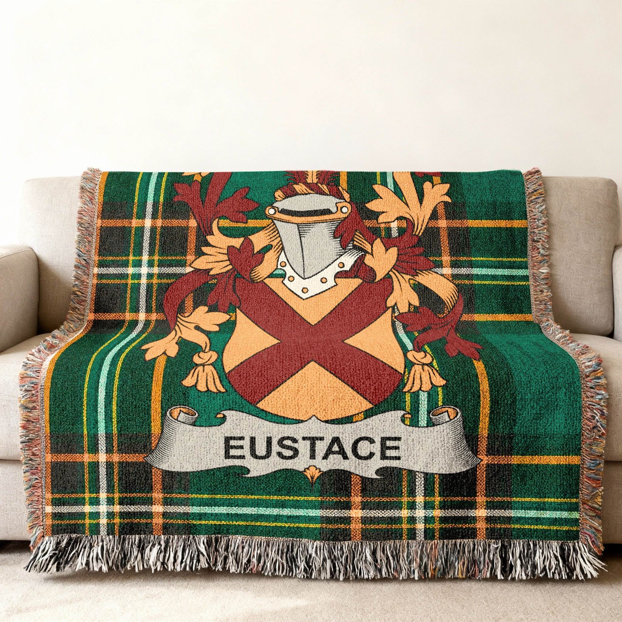 Eustace Family Crest Green Plaid Throw product type