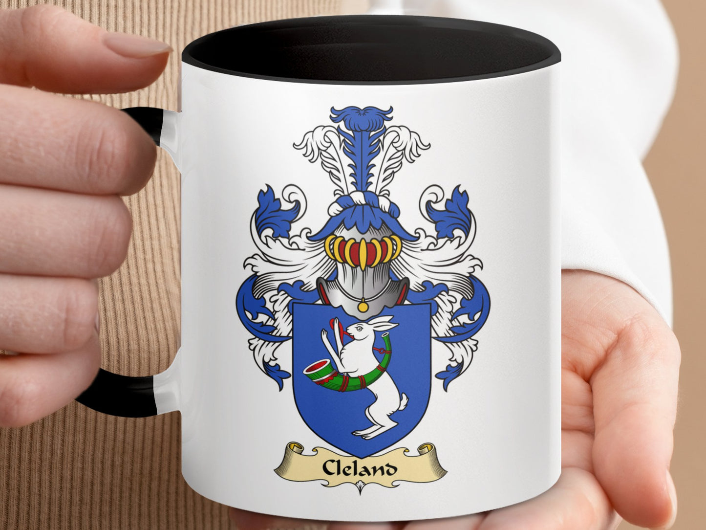 Clan Cleland Scottish Coat of Arms Accent Mug - Living Stone Gifts