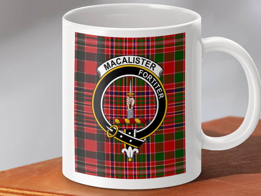 Macalister Fortiter Red Plaid Clan Personalized Mug product