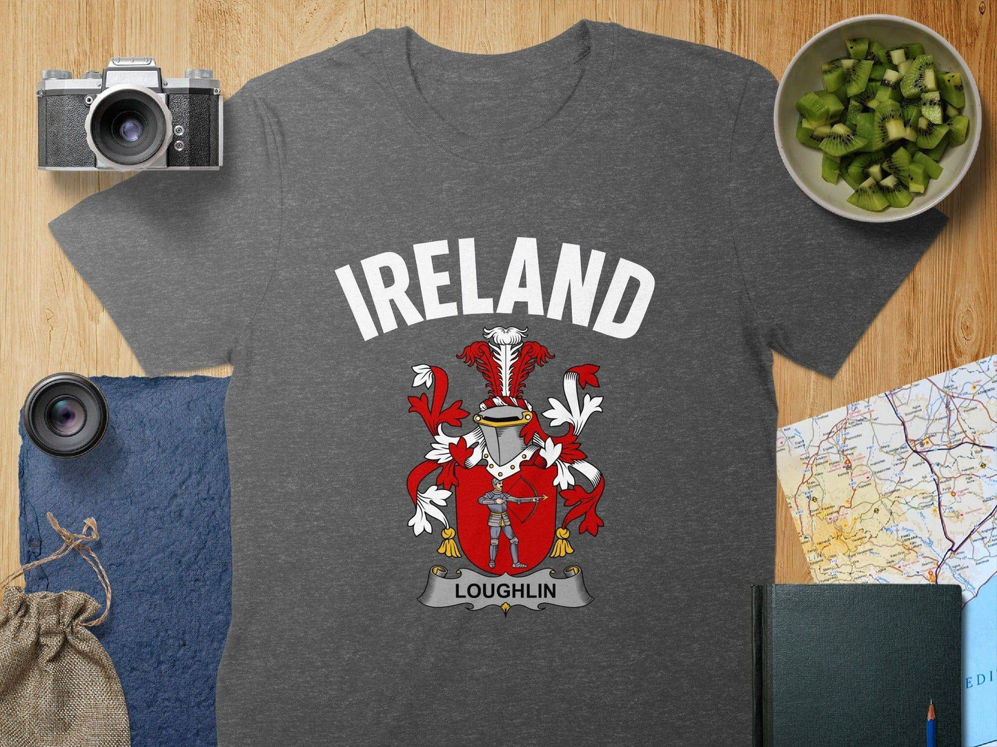Ireland with Red and White Crest Patterned T-shirt product