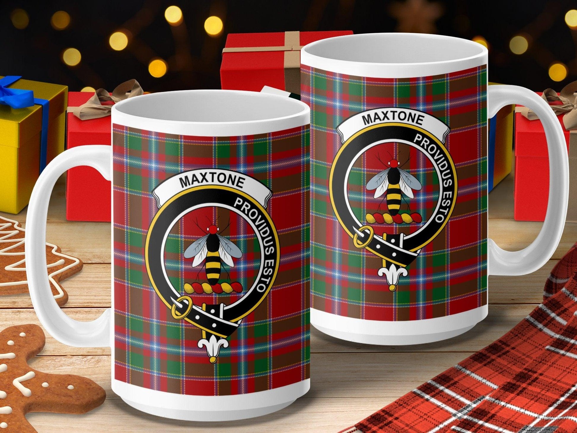 Maxtone Proudibus Esto Scottish Clan Crest Plaid Mug - Living Stone Gifts