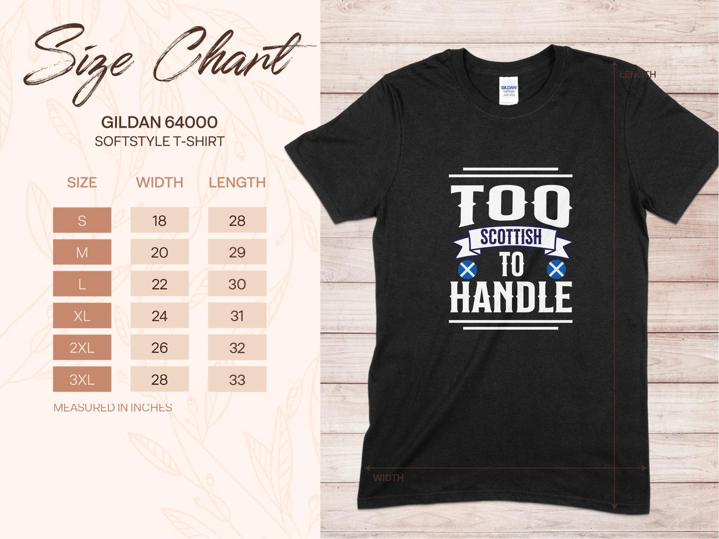 Too Scottish To Handle Fun Bold Statement T-Shirt - Living Stone Gifts