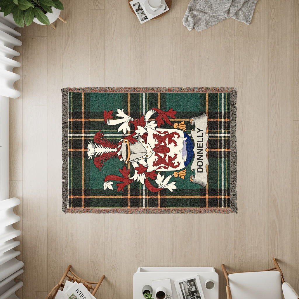 Donnelly Irish ancestry gift blanket with surname crest design