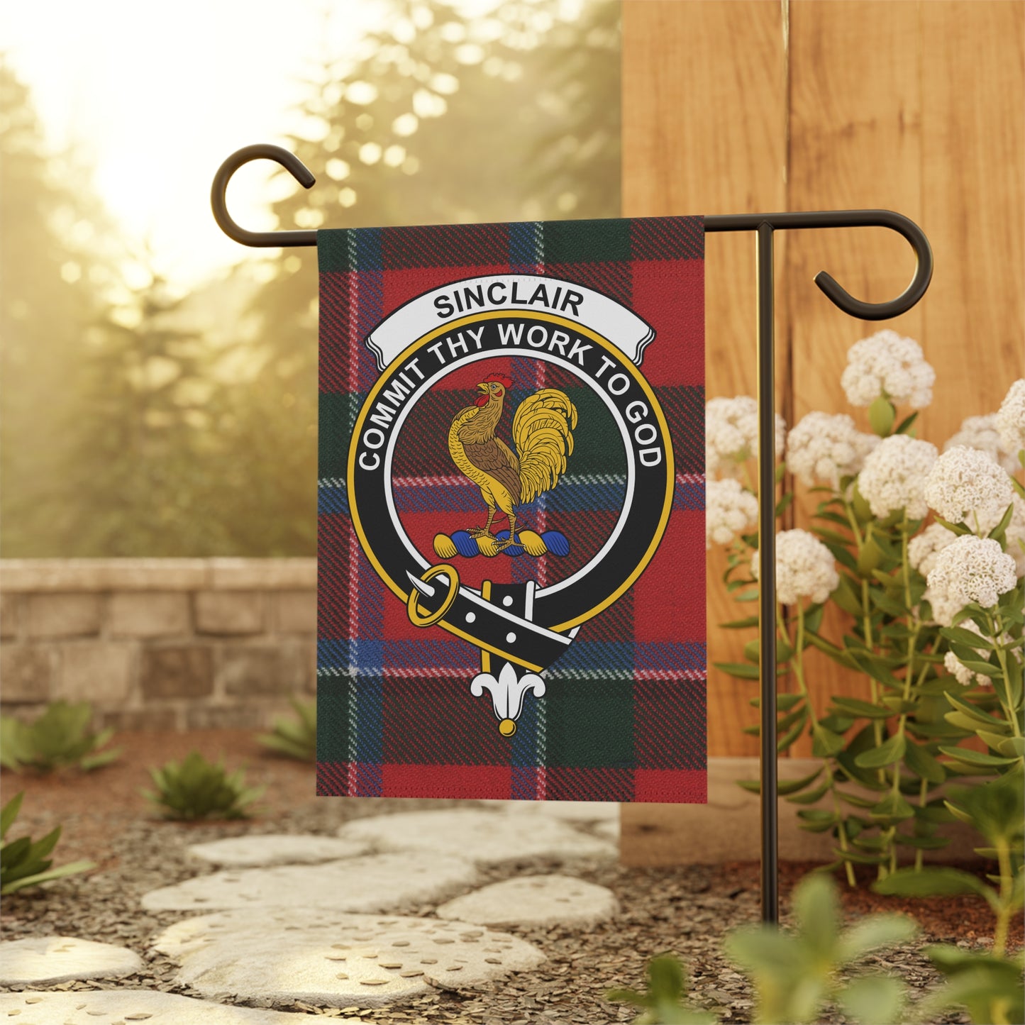 Sinclair Clan Scottish Tartan Crest Garden Flag