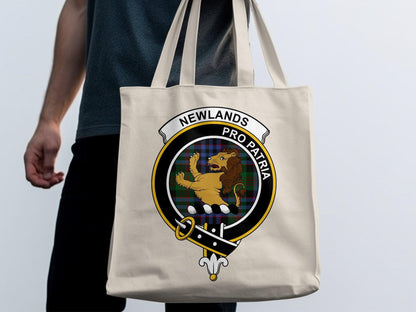 Newlands Scottish Clan Crest Tartan Tote Bags - Celtic Ancestry Gifts