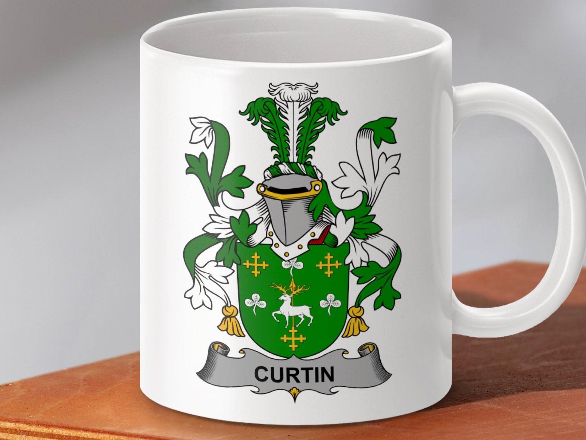 Curtin Surname Irish Family Crest Mug - Celtic Ancestry Gifts