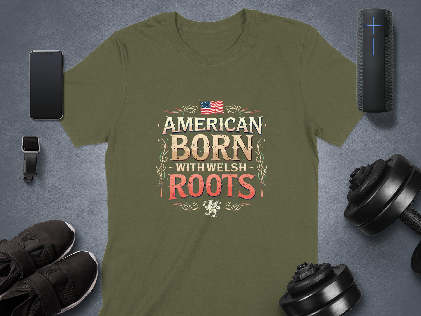 Patriotic American Born With Welsh Roots Graphic T-Shirt - Living Stone Gifts