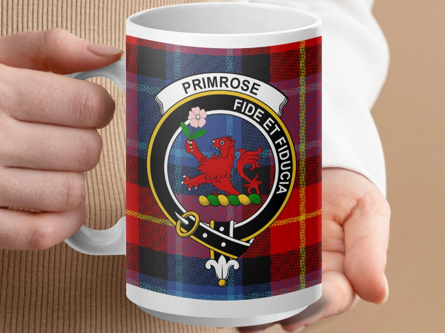 Primrose Fide Et Fiducia Plaid Mug product type