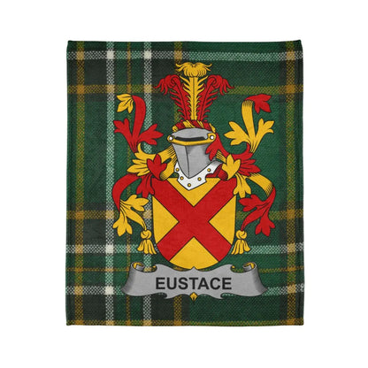 Eustace Family Crest on Green Tartan Plaid Blanket product