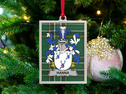 Personalised Hanna Family Crest Holiday Ornament product type