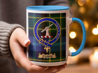 Scottish Clan Elder Crest Plaid Tartan Pattern Mug - Living Stone Gifts