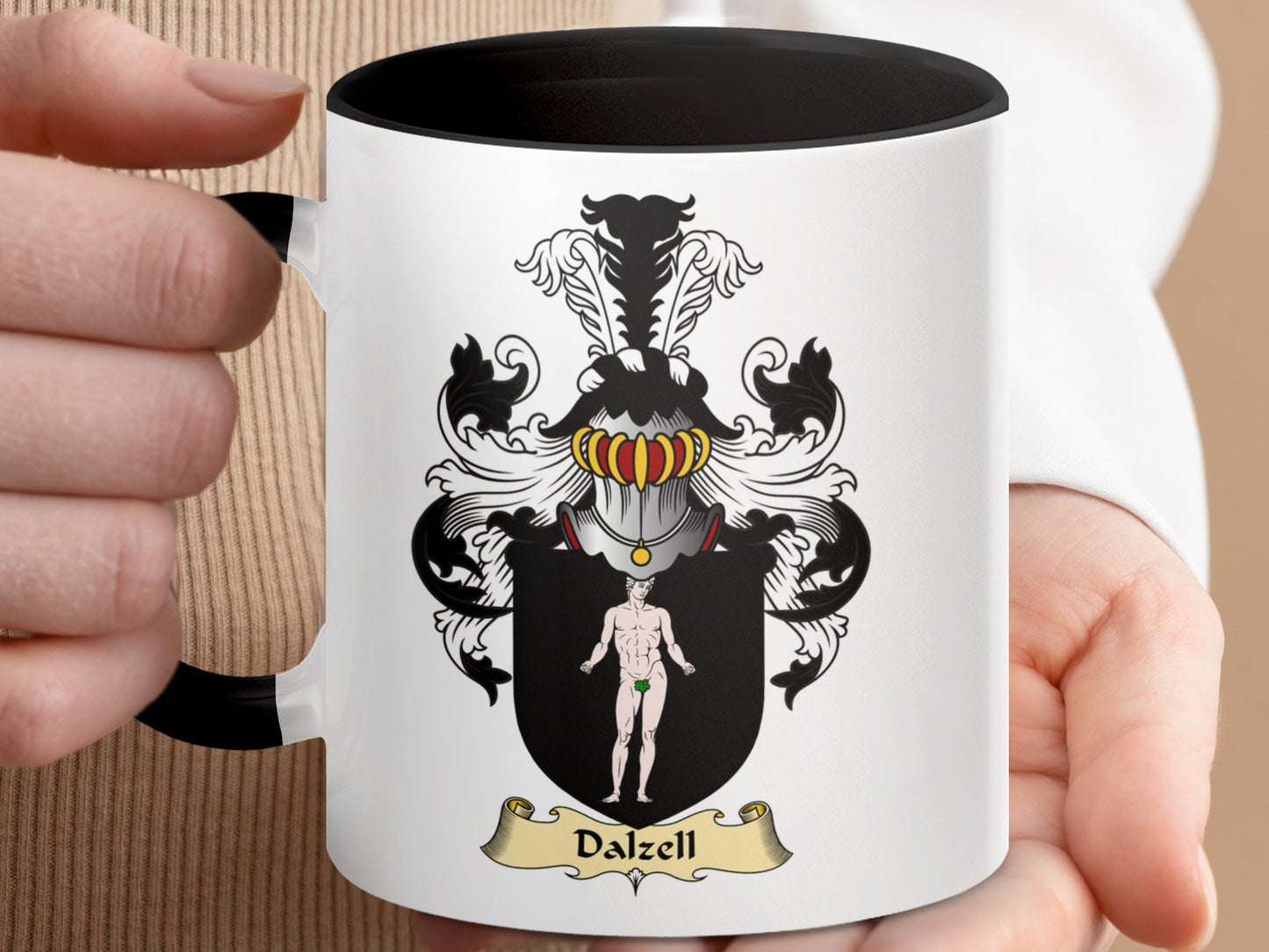 Clan Dalzell Scottish Coat of Arms Accent Coffee Mug - Living Stone Gifts