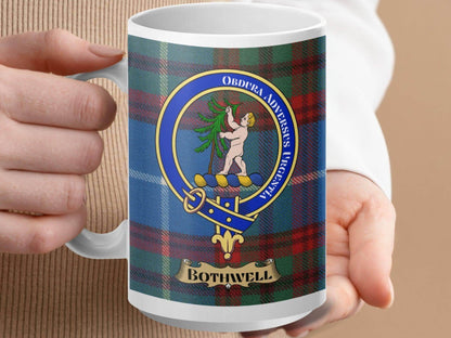 Bothwell Family Crest Tartan Mug Unique Drinkware Product