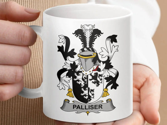 Palliser Family Crest Coat of Arms Mug - Celtic Ancestry Gifts