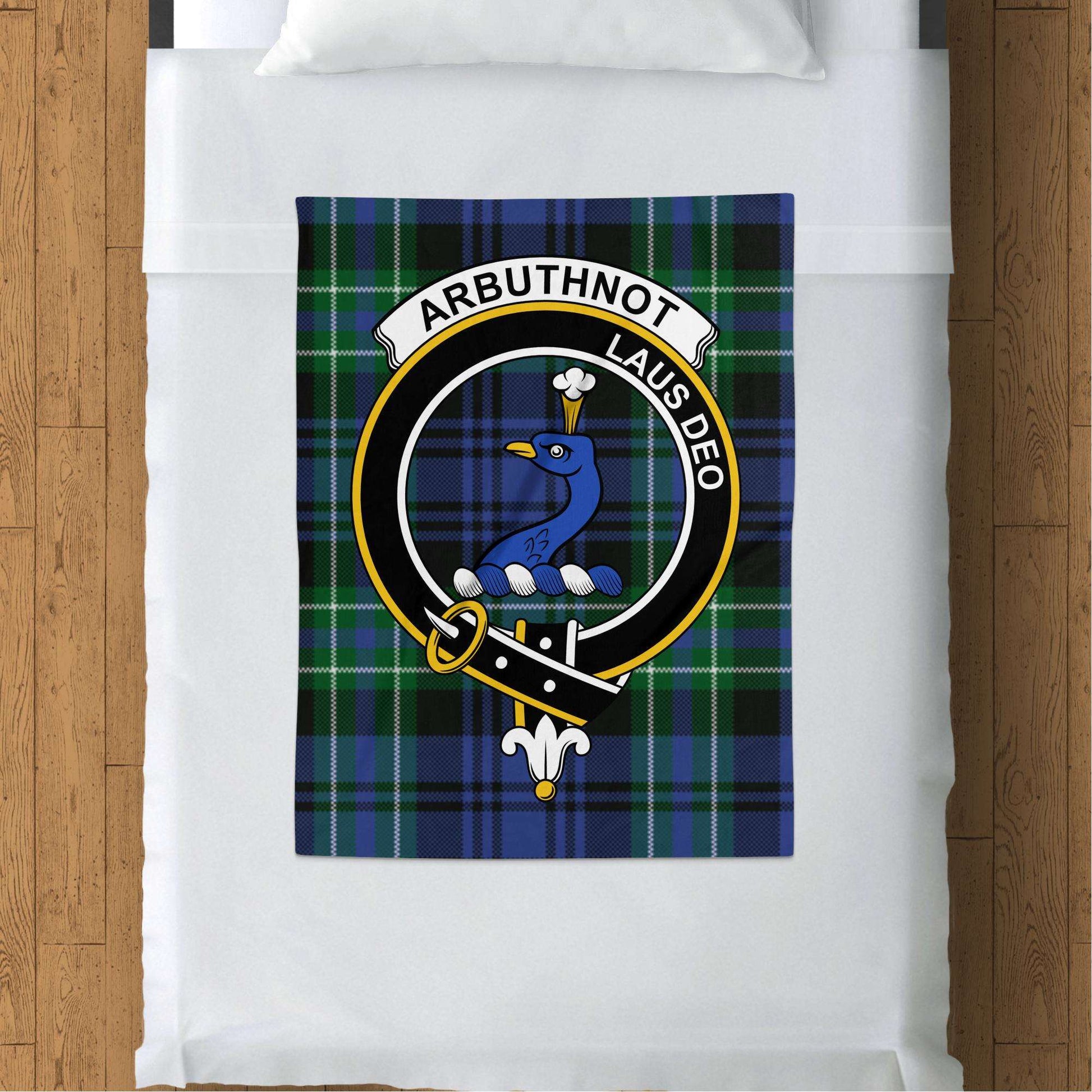 Arbuthnot Clan Crest Scottish Tartan Throw Blanket - Living Stone Gifts