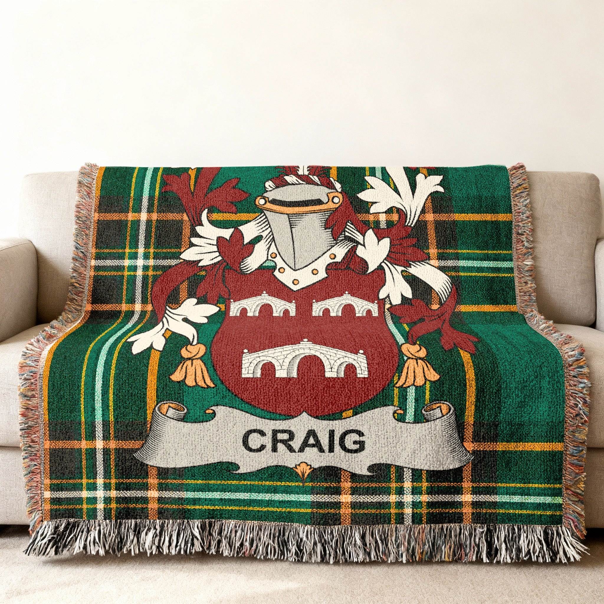 Craig Family Crest Tartan Throw Blanket product type