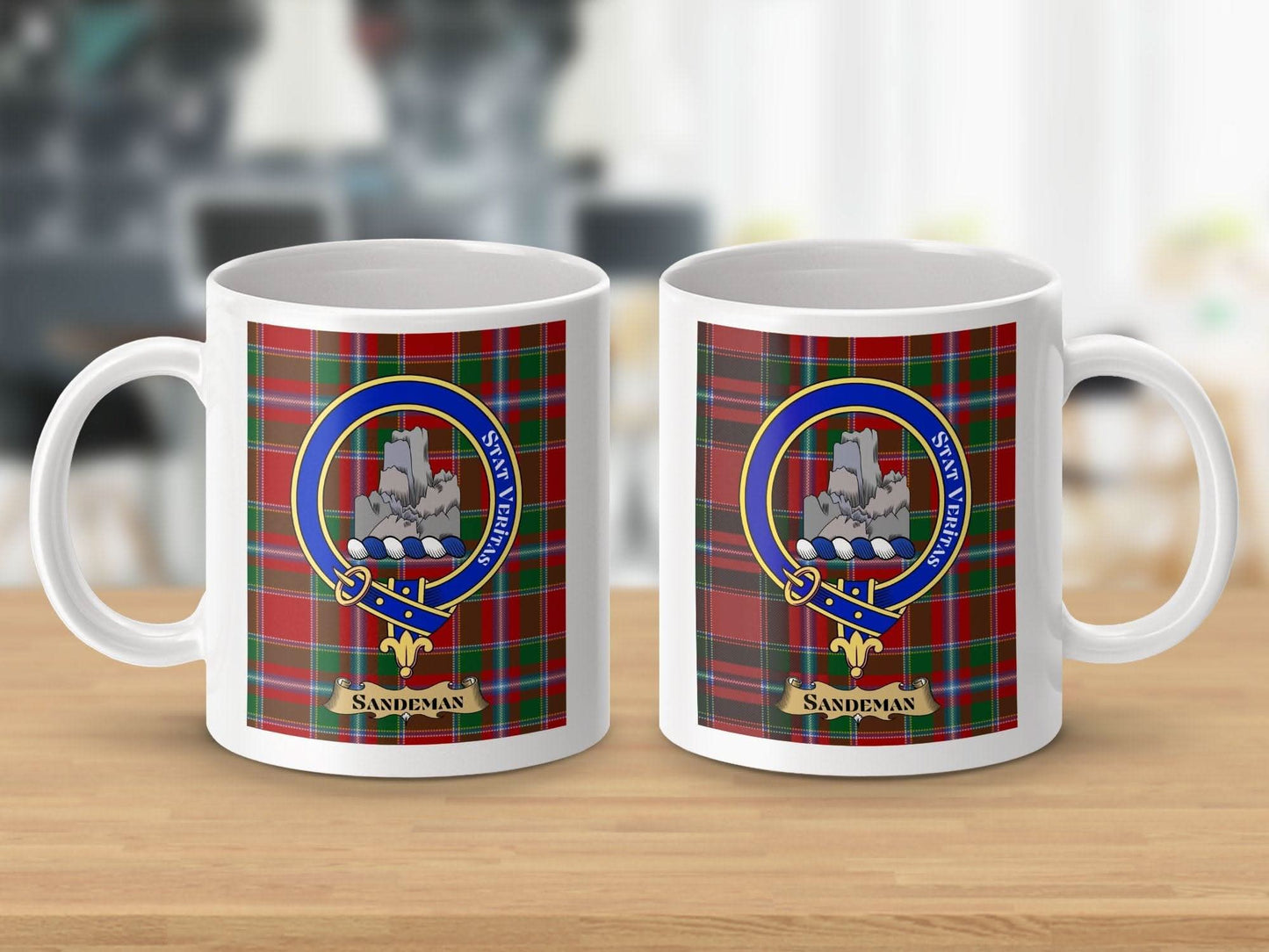 Scottish Clan Sandeman Crest Tartan White Mug product