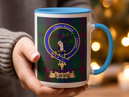 Scottish Clan Tartan Plaid Crest Design Laurie Mug - Living Stone Gifts