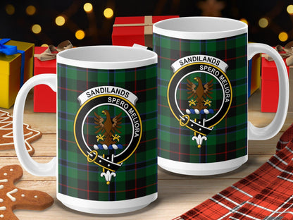 Sandilands Tartan Clan Crest Mug - Living Stone Gifts