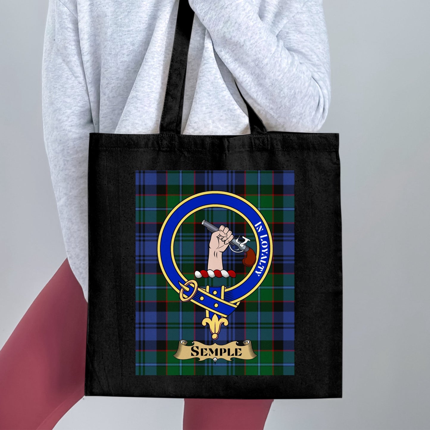 Scottish Clan Crest Tartan Background Tote Bag - Living Stone Gifts