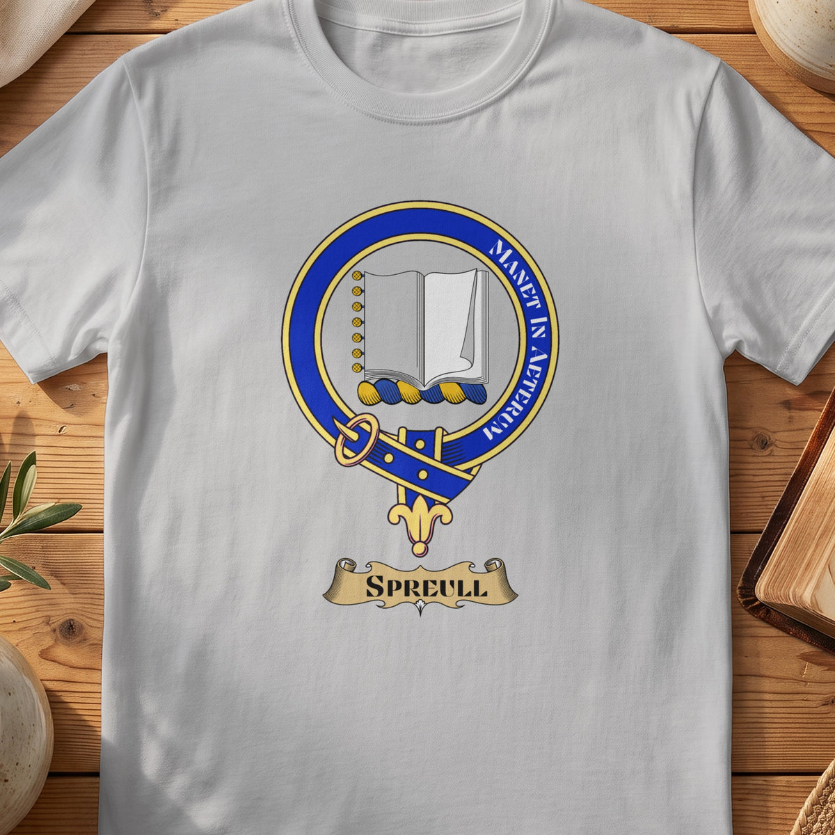 Spreull Scottish clan crest T-shirt in Sport Grey