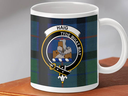 Clan Haig Tyde What May Crest Tartan Mug product