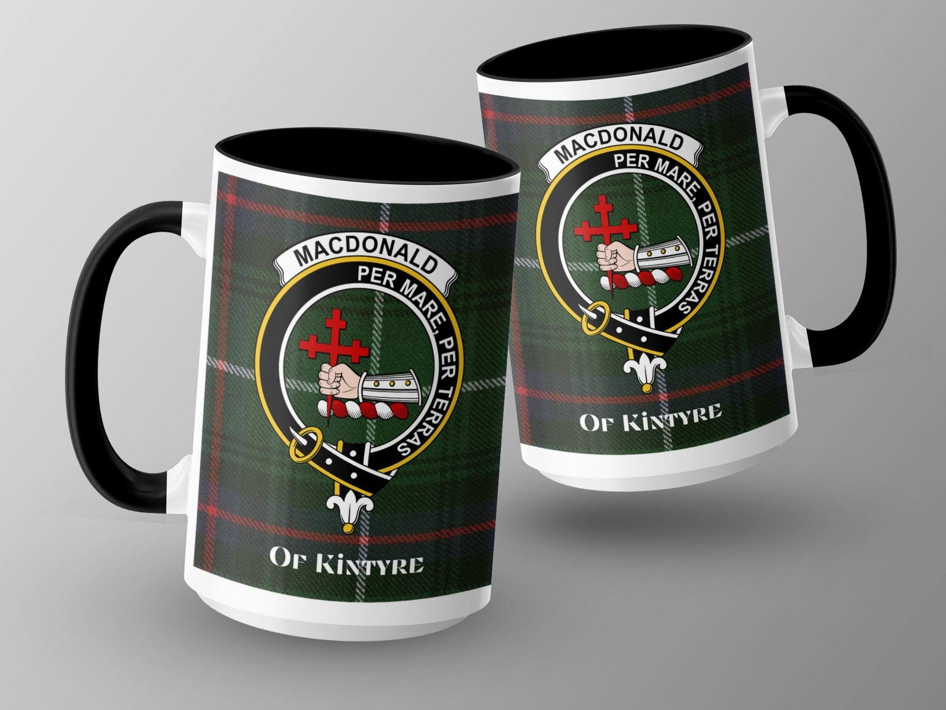 MacDonald of Kintyre Clan Crest Plaid Design Mug - Living Stone Gifts