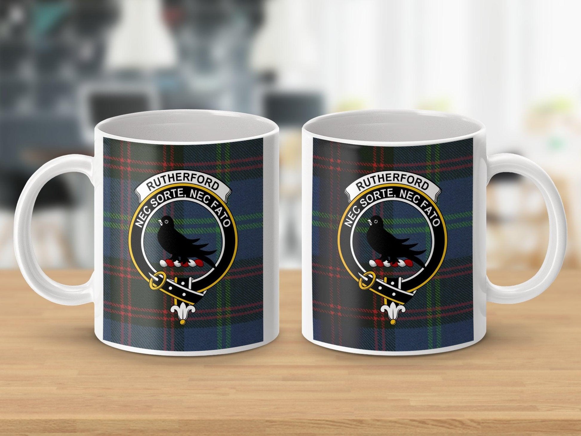 Rutherford Scottish Clan Crest Tartan Mug - Living Stone Gifts