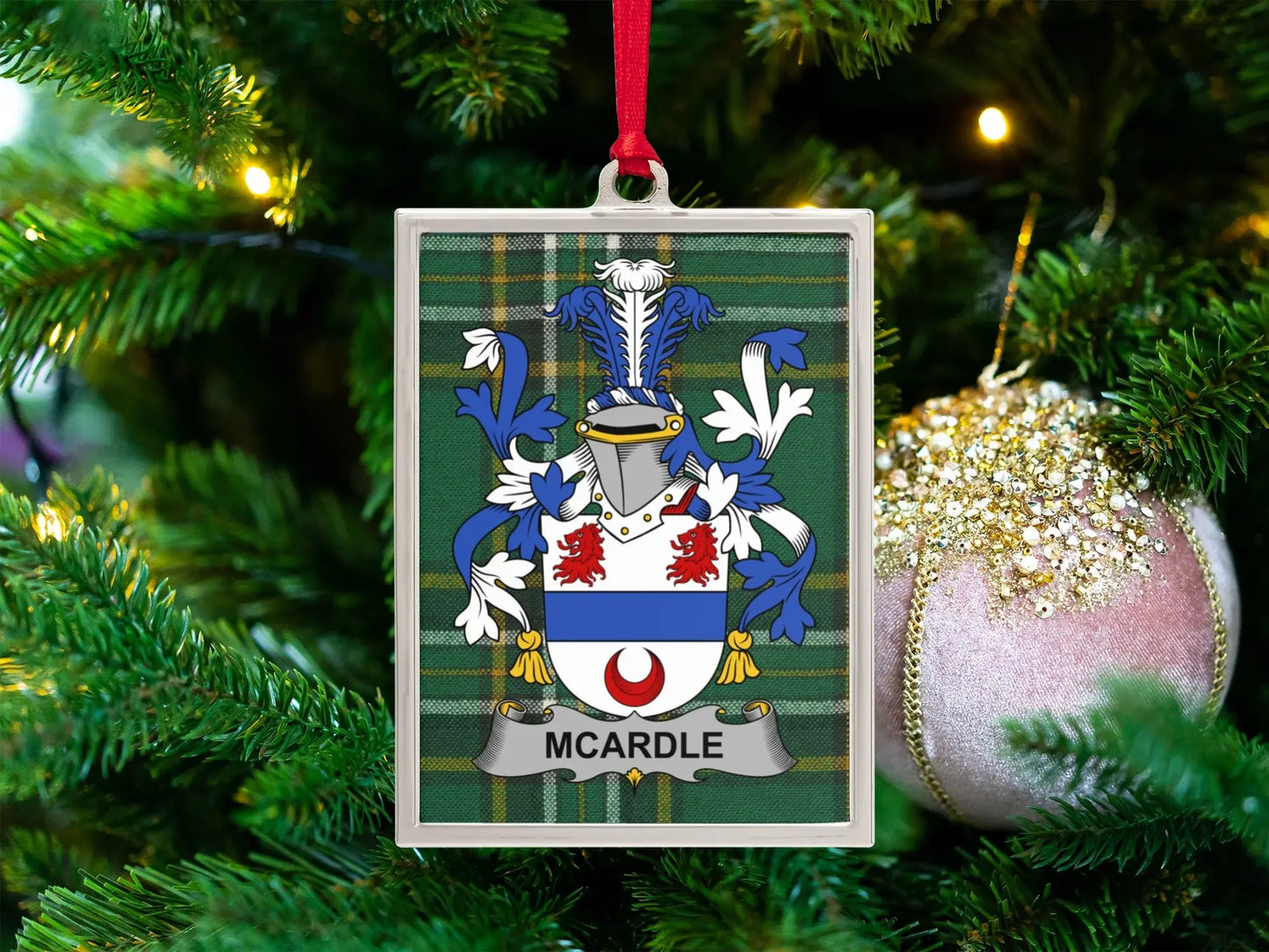 McArdle Family Crest Plaid Holiday Ornament product