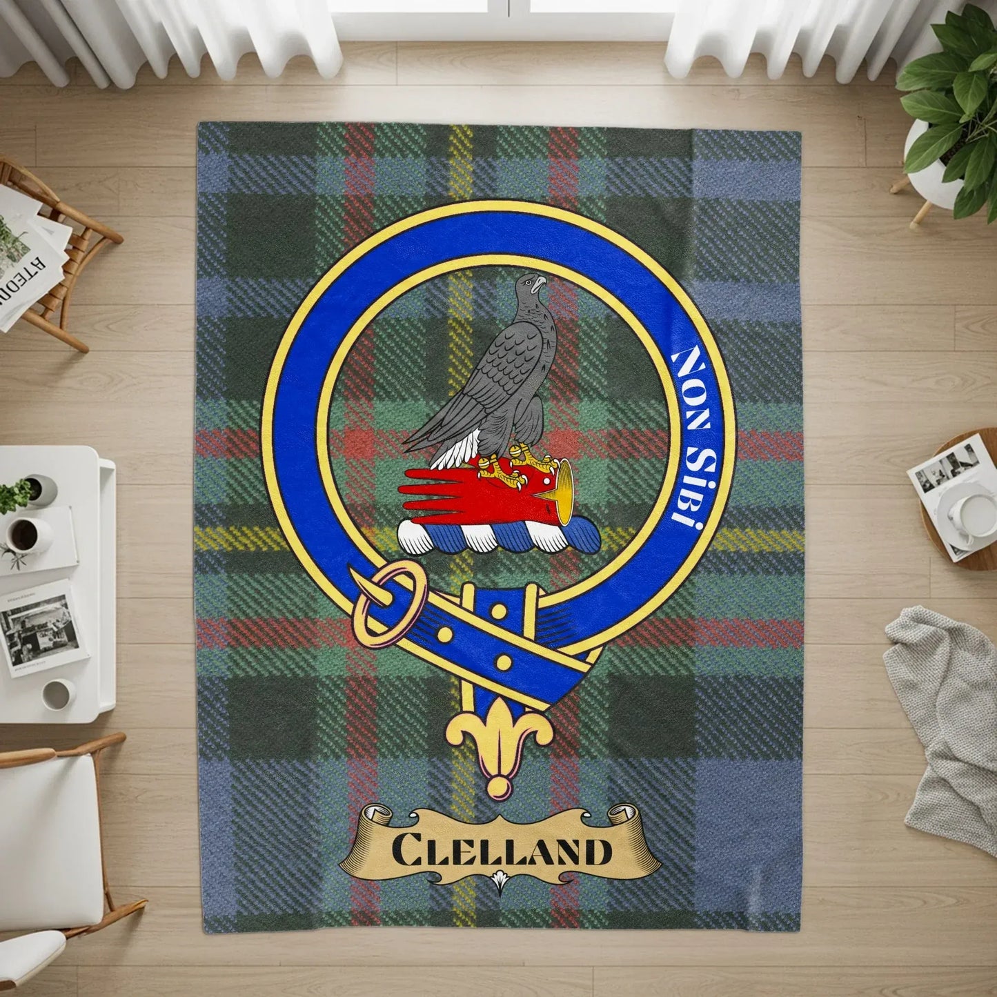 Clelland Scottish Clan Tartan Crest Rug product