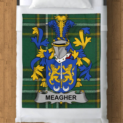 Meagher Surname Irish Tartan Fleece Throw Blanket - Living Stone Gifts