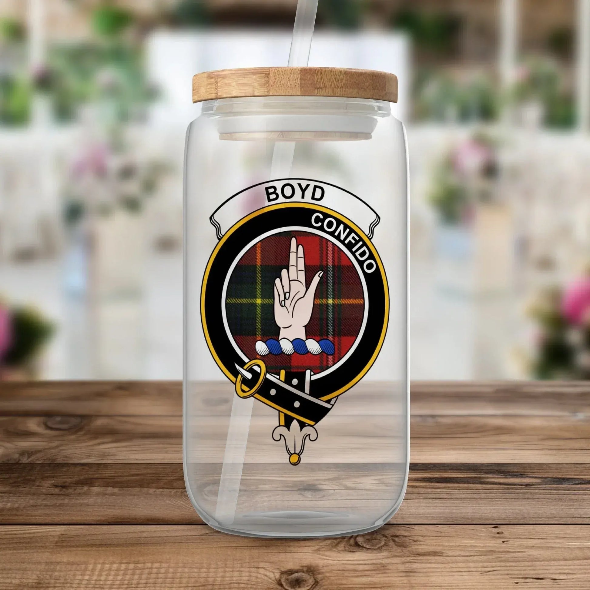 Unique Boyd Clan Confido Emblem Mason Jar product