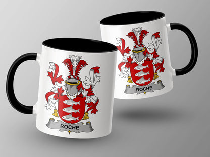 Roche Surname Irish Coat of Arms Family Crest Mug - Living Stone Gifts