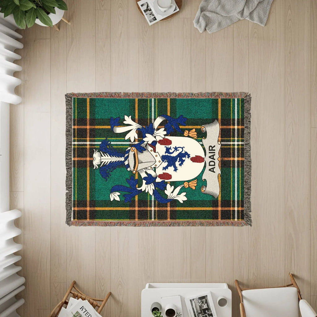 Adair Family Crest Green Tartan Throw Blanket product type