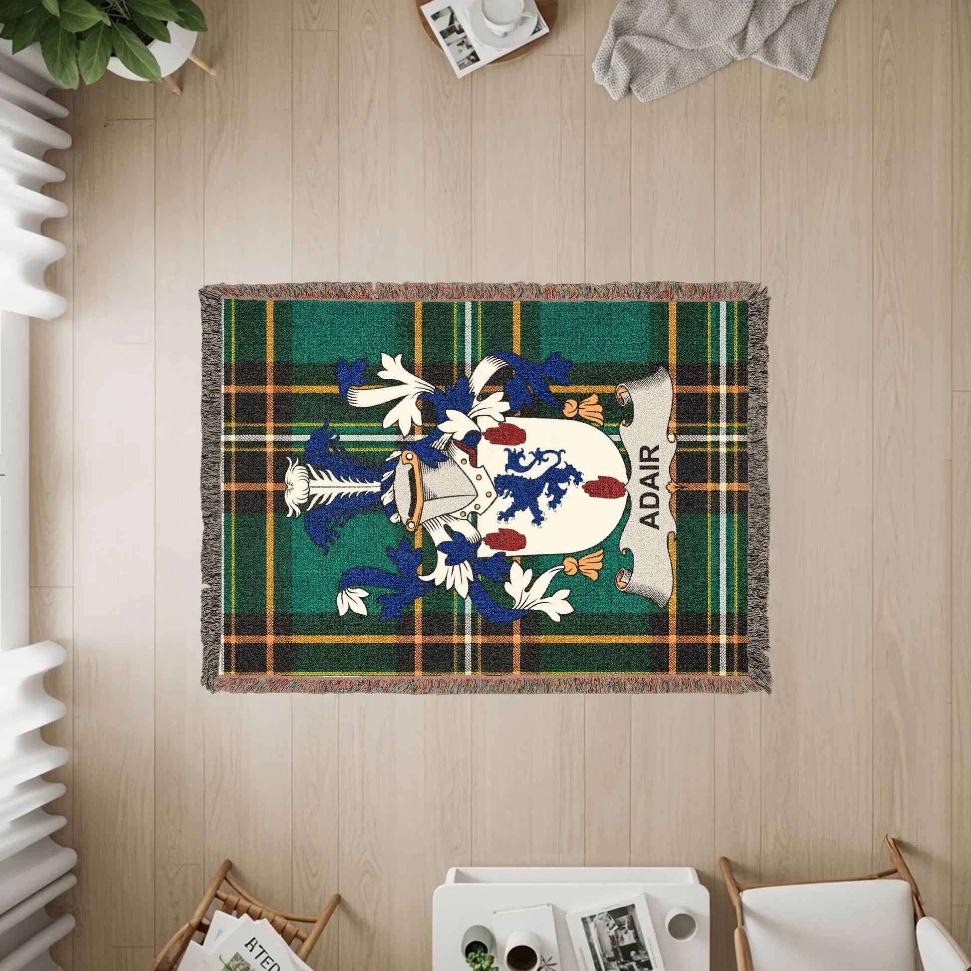 Adair Family Crest Green Tartan Throw Blanket product type