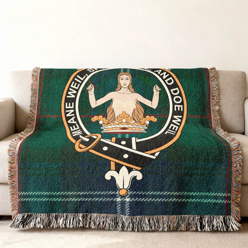 Clan Urquhart meane weil speake weil doe weil woven blanket — sofa display