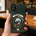 Kennedy clan crest tartan phone case — edge-to-edge plaid design with Avise La Fin motto