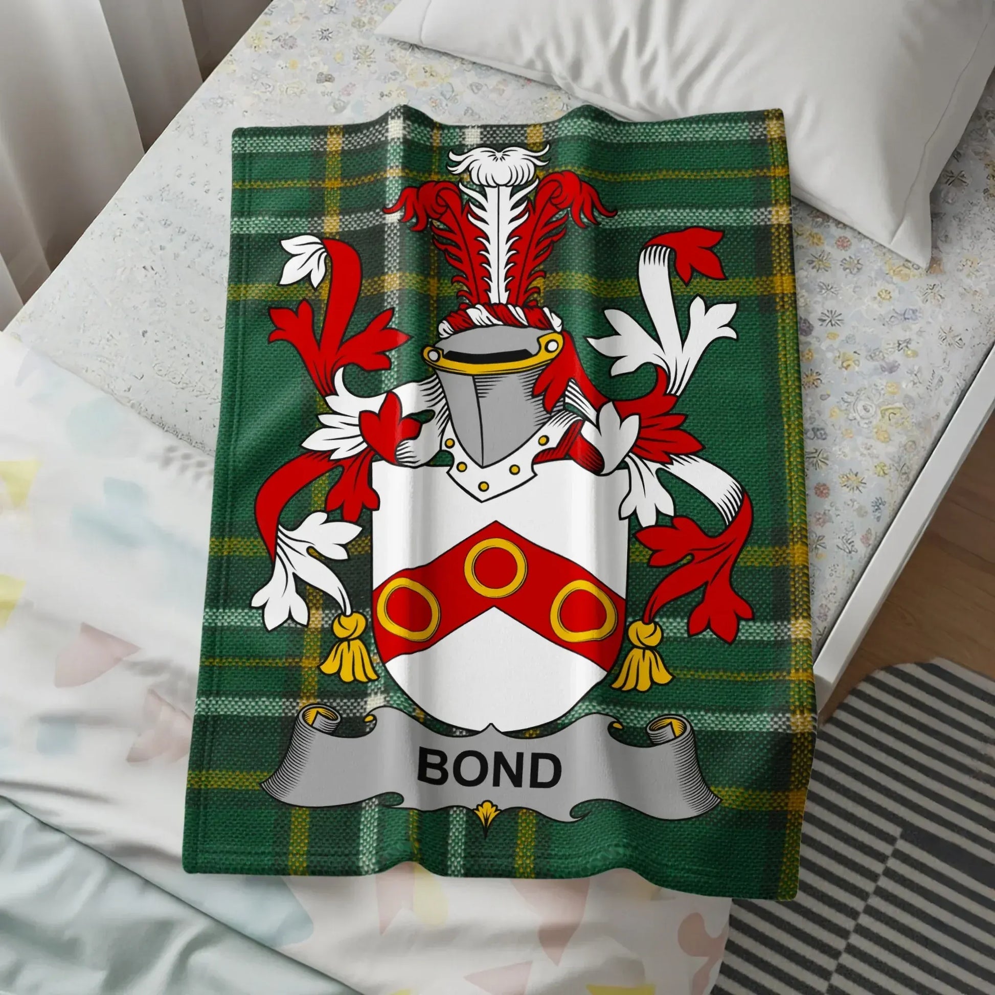 Custom Bond Family Crest Tartan Throw Blanket product